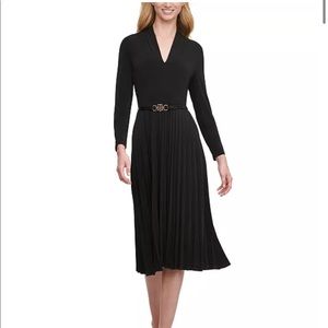 Tommy Hilfiger black belted pleated dress size 8